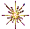 Three star-shaped pixel art icons with radiating lines on gray background; colors include yellow-brown, blue-green, and pink-red hues.