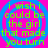 A static image with bright pink background and blue concentric circles, displaying green text reading "i wish i could be the girl that made you turn" in four identical quadrants.