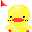 Pixel art icon set featuring a yellow duck, red-and-brown tree, green-haired dog, teal window, syringe, Powerpuff Girl character, and striped folder with cartoon animal.