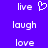 Pixelated text and a heart symbol on a solid purple background, with two identical side-by-side layouts.