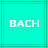 Two identical turquoise with green lines display the word BACH in white pixelated text