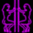 Four 48x48 pixel animated buddy icons arranged in a 2x2 contact sheet, each featuring symmetrical ornate patterns with glowing outlines on black backgrounds.
