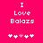 A bright pink background displays white pixelated text reading "I Love Bolaizs" with five small heart symbols below, where the third heart is light pink.