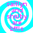Four identical square display a cyan and white spiral background with pink text reading "caitlyn and shelby are bffs" in a pixelated font