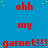 Blue background with red text repeating 'ohh my' and 'gamet!!!', yellow dots scattered, gray rectangle in bottom right corner.