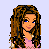 Pixelated character in pink top and blue jeans with white patterns, standing against light purple background.
