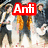 A static image of a band with three members holding guitars, overlaid with text labels in different colors and backgrounds.