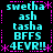 Pixelated cyan text on black background with pink decorative borders, displaying repeated phrases in a