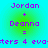 Pixelated text displays 'Jordan + Deanna =' followed by 'sters 4 eva' on a cyan-to-green gradient background with four identical
