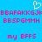 Blue background with pink pixelated text and a white heart symbol above the top