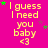 A bright pink background displays repeated yellow text "I guess I need you baby <3" with scattered green and purple stars, some of which move across frames.