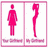 Static 48x48 pixel buddy icon featuring two pink figures on a white background with a light pink border, left figure standing upright in a dress-like shape and right figure leaning forward as if dancing or waving.