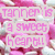 Pink and white heart-shaped sprinkles fill the frame with a semi-transparent text overlay reading 'tanner is a sweet heart!' in pink lettering.