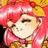 Pixelated anime-style character with pink hair and yellow floral headpiece, next to black background with white text.