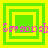 Four green square frames with yellow borders arranged in a , each containing a central square and overlaid pink text reading "Smash" with pixelated distortion