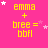 Yellow text 'emma + bree = bbfl' on bright pink background with white and light pink stars, animated star positions across frames.