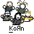 Pixel art contact sheet showing two identical animated frames of a band-themed buddy icon with text and website promotion on gray background.