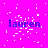 A static image with a bright pink background featuring scattered white pixel fragments and five instances of the word 'lauren' in blue text.
