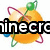 Pixelated orange sphere with green top, purple and blue rings orbiting it, overlaid by black-and-white text reading "minecramaster".