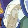 Static cartoon-style icon of a character with light brown hair and a neutral expression, wearing a beige top with a white collar, set against a blue and white background.