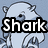 Pixelated cartoon bear with light blue fur and black outlines appears in four , displaying text "Shark Attack" and a white exclamation mark