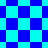 A static image displays a pattern of blue and cyan squares arranged in a with some squares rotated into diamond shapes