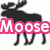 A static image shows a black moose silhouette with pink "Moose" text, a blue "Seagu" text, and a brown seagull silhouette on a white background with a gray section below.