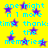 Yellow background with purple stars and cyan text repeating 'one night n 1 more time, thankxtime, thanks: 4 the memories!' in a pattern