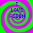 Four identical spiral patterns with green and pink concentric rings, each containing blue text reading "I LOVE AIDEN" in a pixelated font.