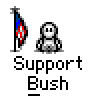 Animated contact sheet of a pixel art buddy icon featuring a stick figure, flag, and text elements with varying animation states.