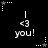 <image> shows a black background with white text and star symbols; the phrase '<3 you!' appears in two , each containing three identical instances of this phrase. White stars are positioned at corners and midpoints around the text