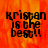 Pixelated text 'krispan is the best!!' on a fiery orange-red background with one section showing gray.
