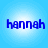 Blue pixelated text 'hannah' on a light blue gradient background with four identical copies arranged in a