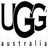 Black pixelated text 'UGG' dominates the upper portion with a smaller grayed-out line of characters below on white background.
