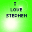 Green background with pixelated text 'I LOVE STEPHEN' in dark blue, four identical arranged in a