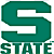 A 4-frame contact sheet of a green and white Michigan State University logo animation with