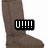 Brown boots with text overlays in a of six showing sequential animation frames