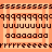 Pixelated orange and beige pattern with repeating dark brown letter sequences forming a -like structure