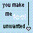 Pixelated text reads 'you make me feel unwanted' on a checkered background with a heart symbol.