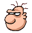 nine cartoon character head icons with varying facial expressions and eye positions on a gray background