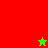 A static image with a red upper-left section, green lower-left section, and brown right section, featuring two pixelated stars in green and red.