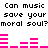 Pixelated text repeats 'Can music save your moral soul?' with pink audio waveforms beneath each phrase on a white background.