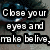 A pixelated close-up of a blue eye with visible tears, overlaid with white text on black backgrounds.