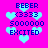 Pixelated icon with bright pink background, blue text elements, and light blue hearts in various sizes scattered across the image.