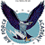 Pixelated icon of a bird with dark purple wings spread wide over a light blue circular background, surrounded by a white and gray pixelated border.