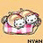 Pixelated cartoon cat faces on food and drink items with 'NYAN' text below each