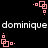 Pixelated pink geometric shapes and white text on black background, with multiple identical configurations of squares and dots arranged in a pattern