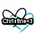 Pixelated icon with black and cyan elements forming a heart shape around the text 'christina' on a white background.