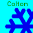 Four blue snowflake icons arranged in a on a cyan background with green "Colton" text above each icon