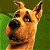 A pixelated cartoon dog head on the left and green text 'Original Icons .com' on a dark green background, forming a contact sheet of two animation frames.